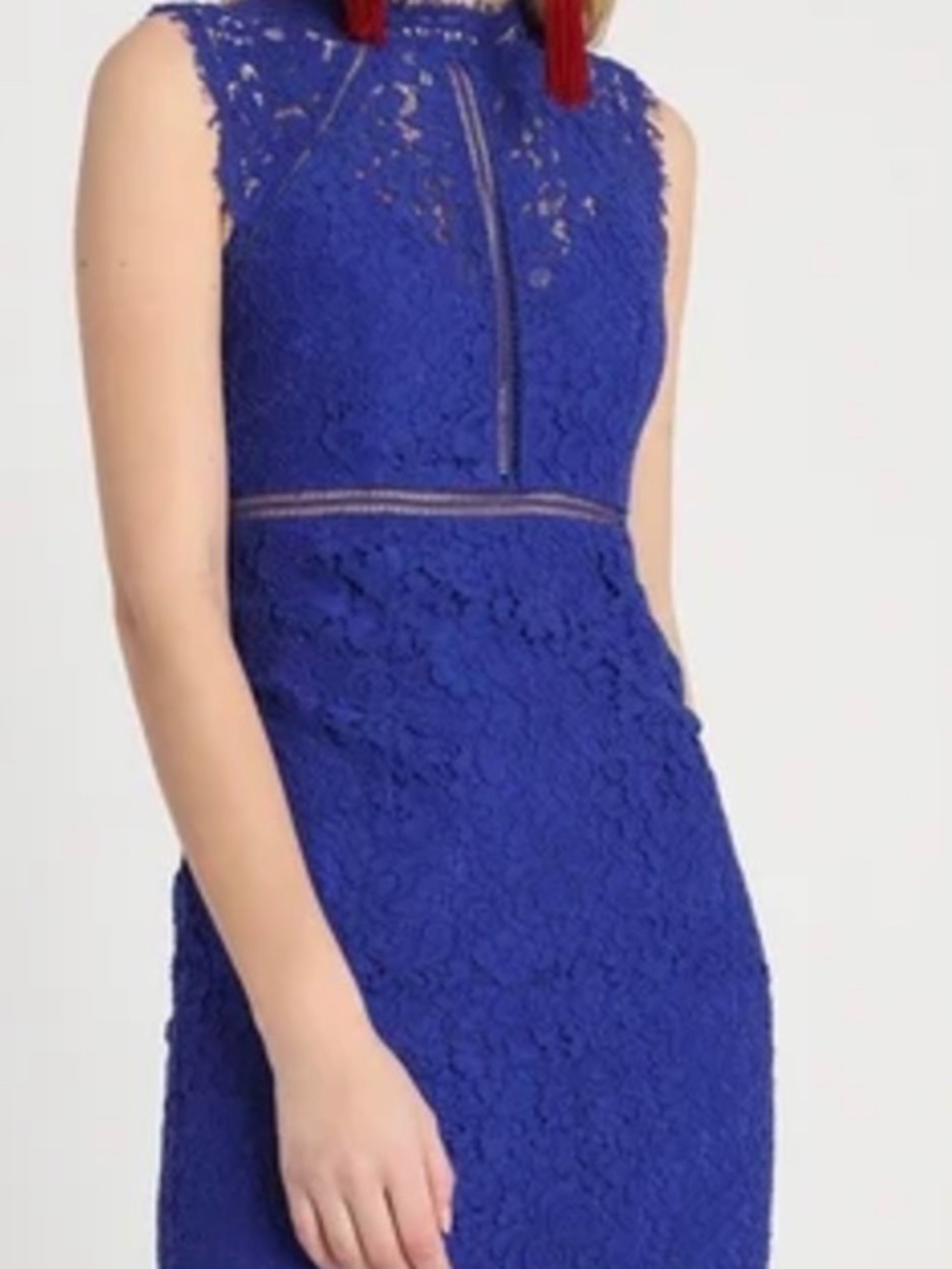 Bardot Cobalt Blue Morgan Lace High Neck Midi Dress Size 10 / L
